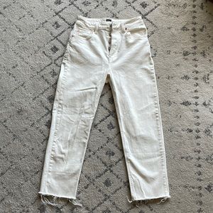 White straight leg jeans